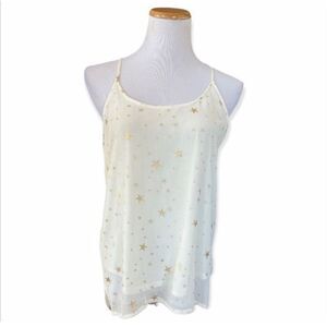 NWT Womens Charming Charlie Metallic Gold Star Racerback Tank Top - Sz S